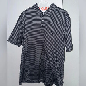 Tommy Bahama Men’s Polo in Large Grey Stripped